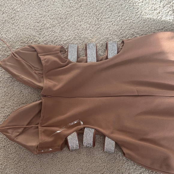 Windsor Tan Backless Dress with Silver Accents - Picture 4 of 9